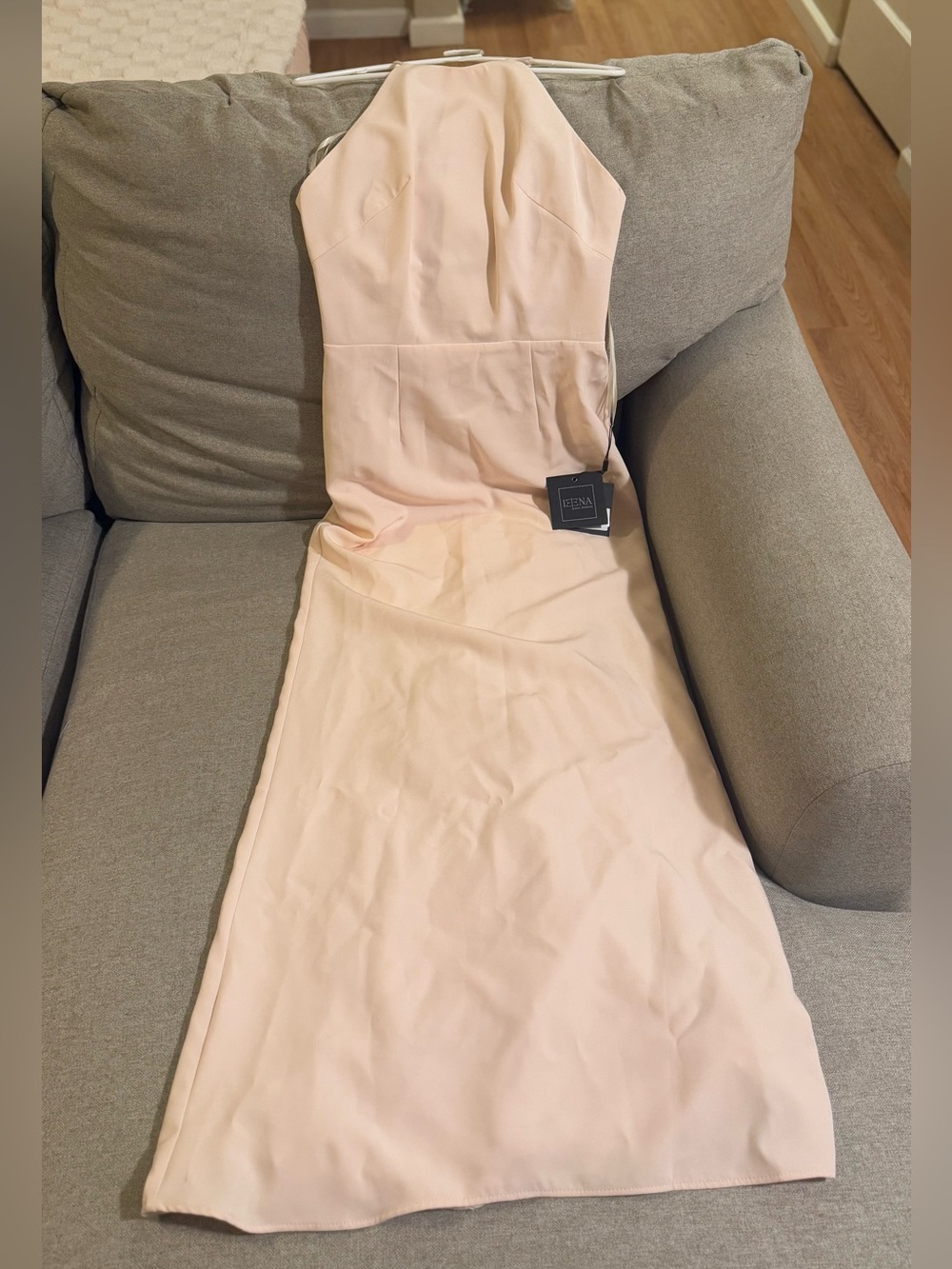 Mac Duggal Ieena Halter Criss Cross Back Gown Blush 6